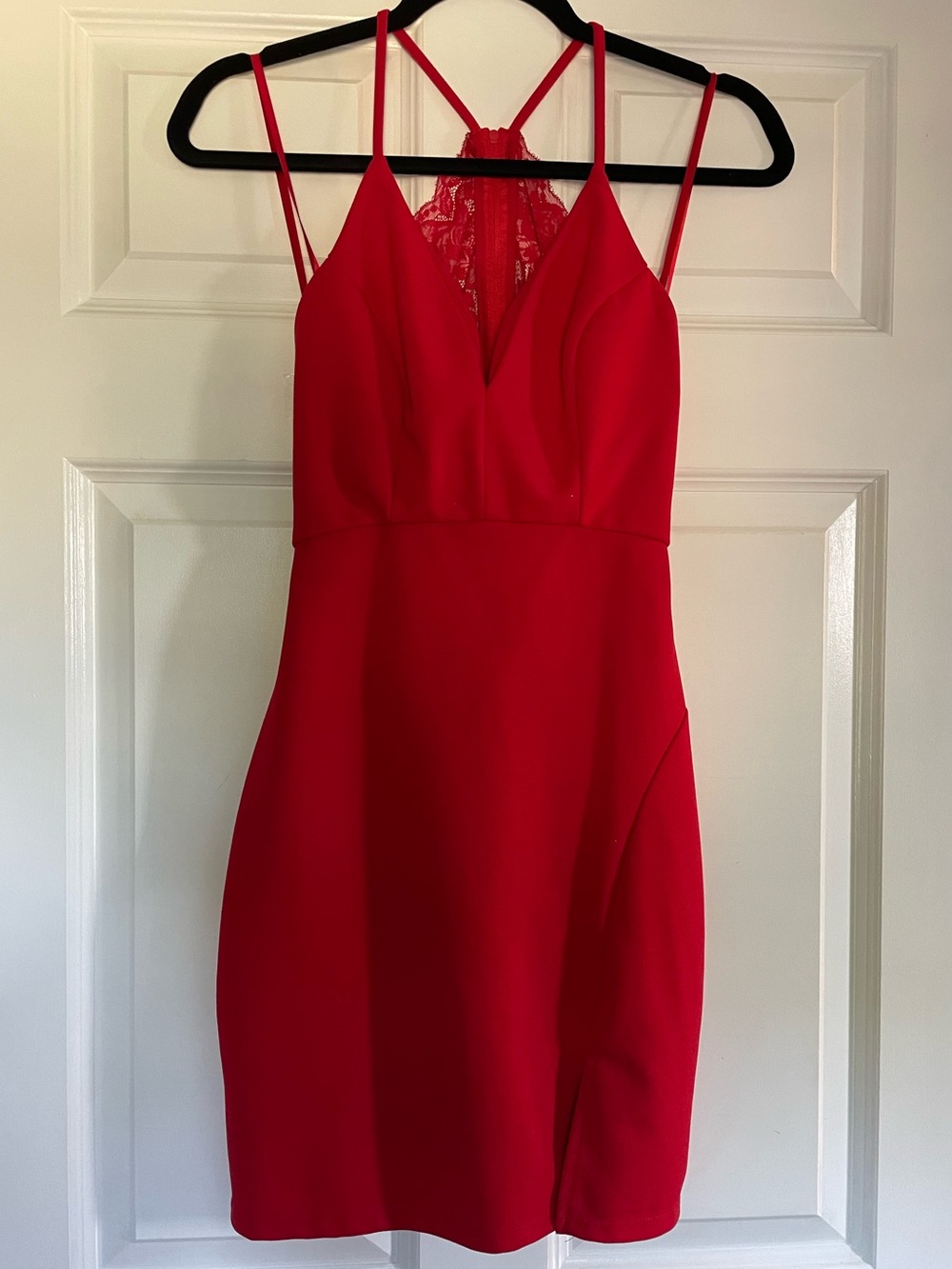 My Michelle Red Lace-Back Mini Dress